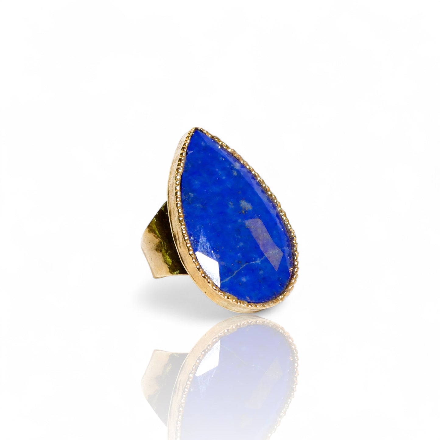 Natural Lapis Lazuli Teardrop Ring