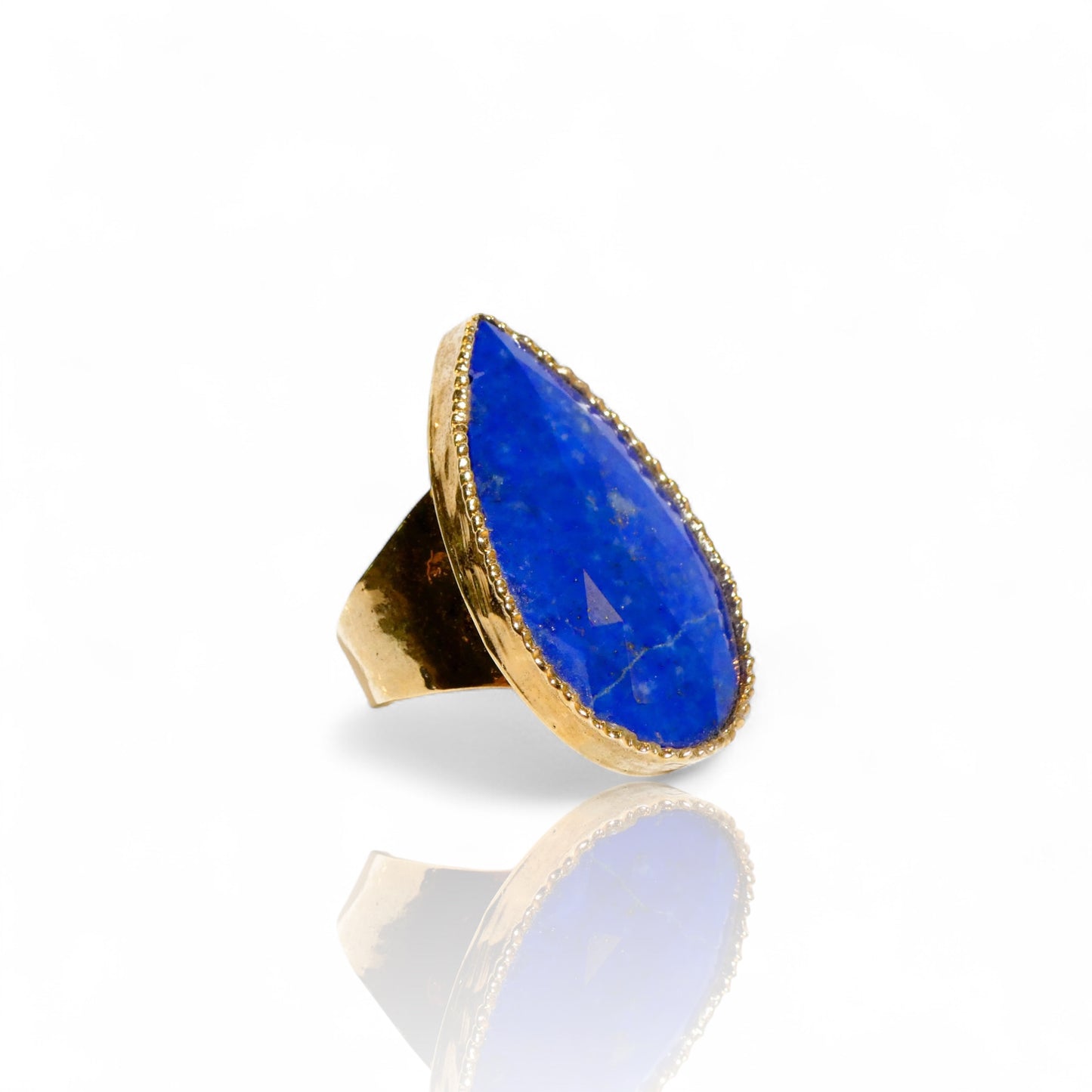 Natural Lapis Lazuli Teardrop Ring