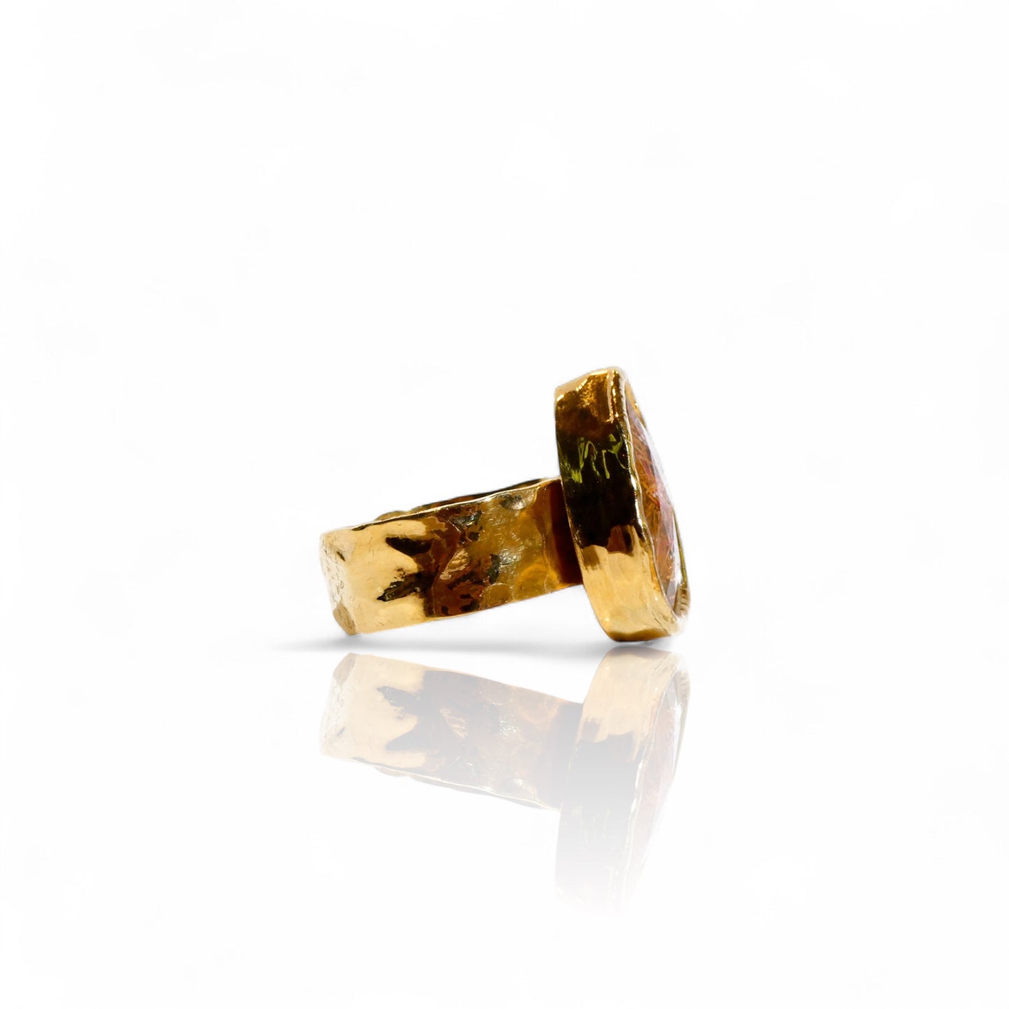 Rutilated Quartz Teardrop Ring
