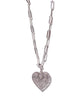 Pave Diamond Filigree Heart Pendant on Paperclip Chain Necklace