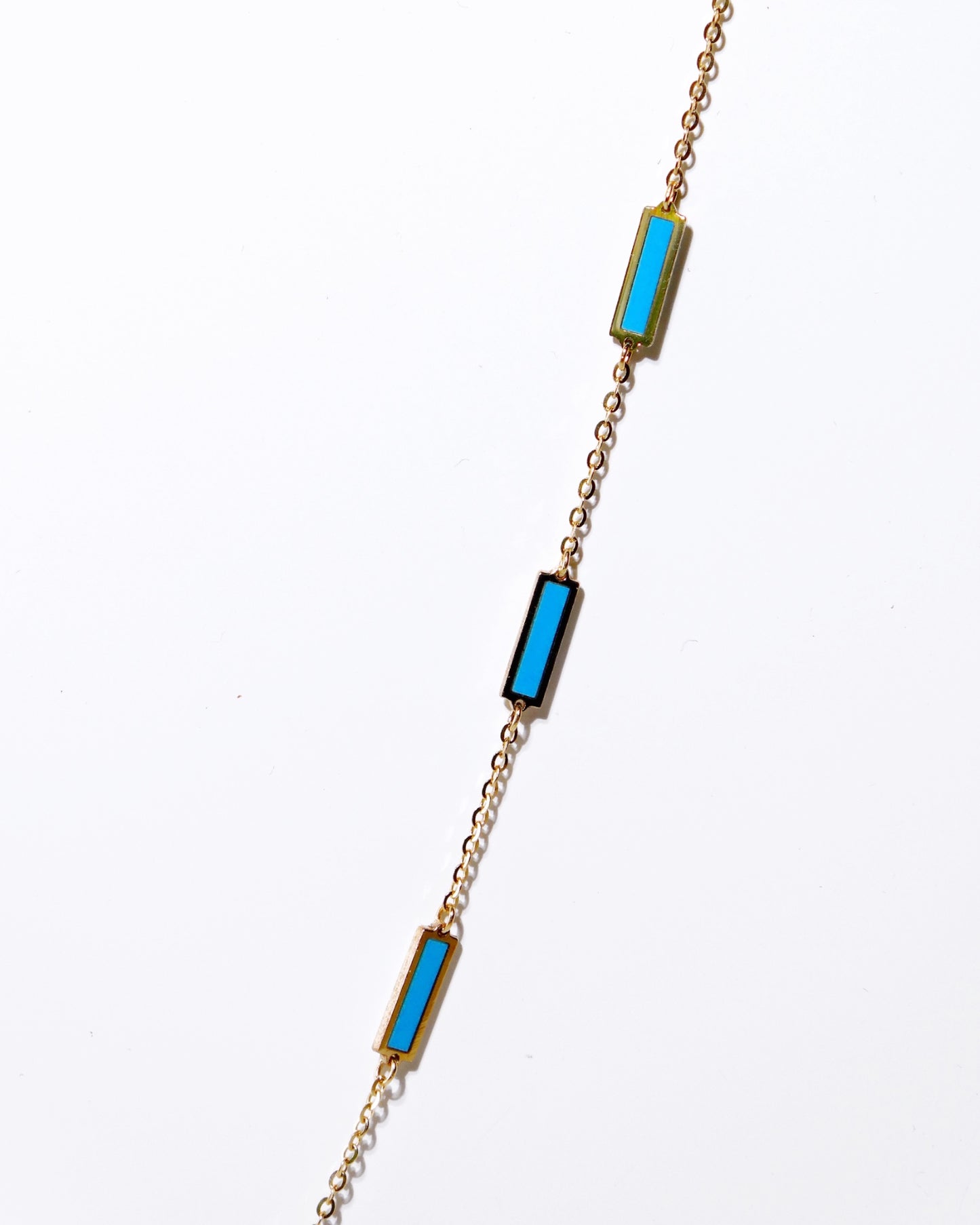 14K Gold Inlay Natural Turquoise Bar Necklace
