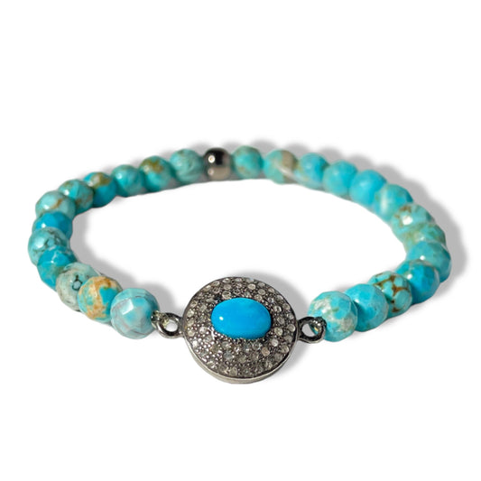 Turquoise and Diamond Beaded Bracelet