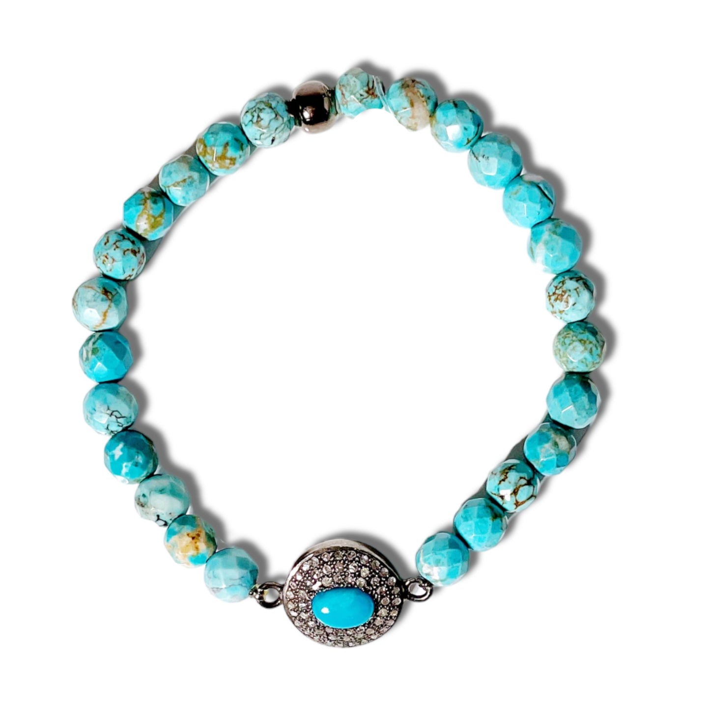 Turquoise and Diamond Beaded Bracelet