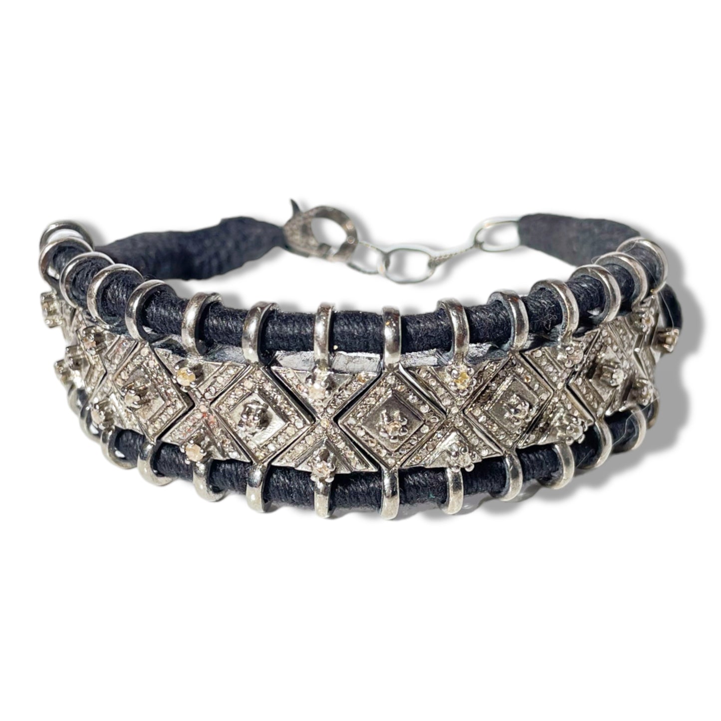 Silver and Black Diamond Cuff