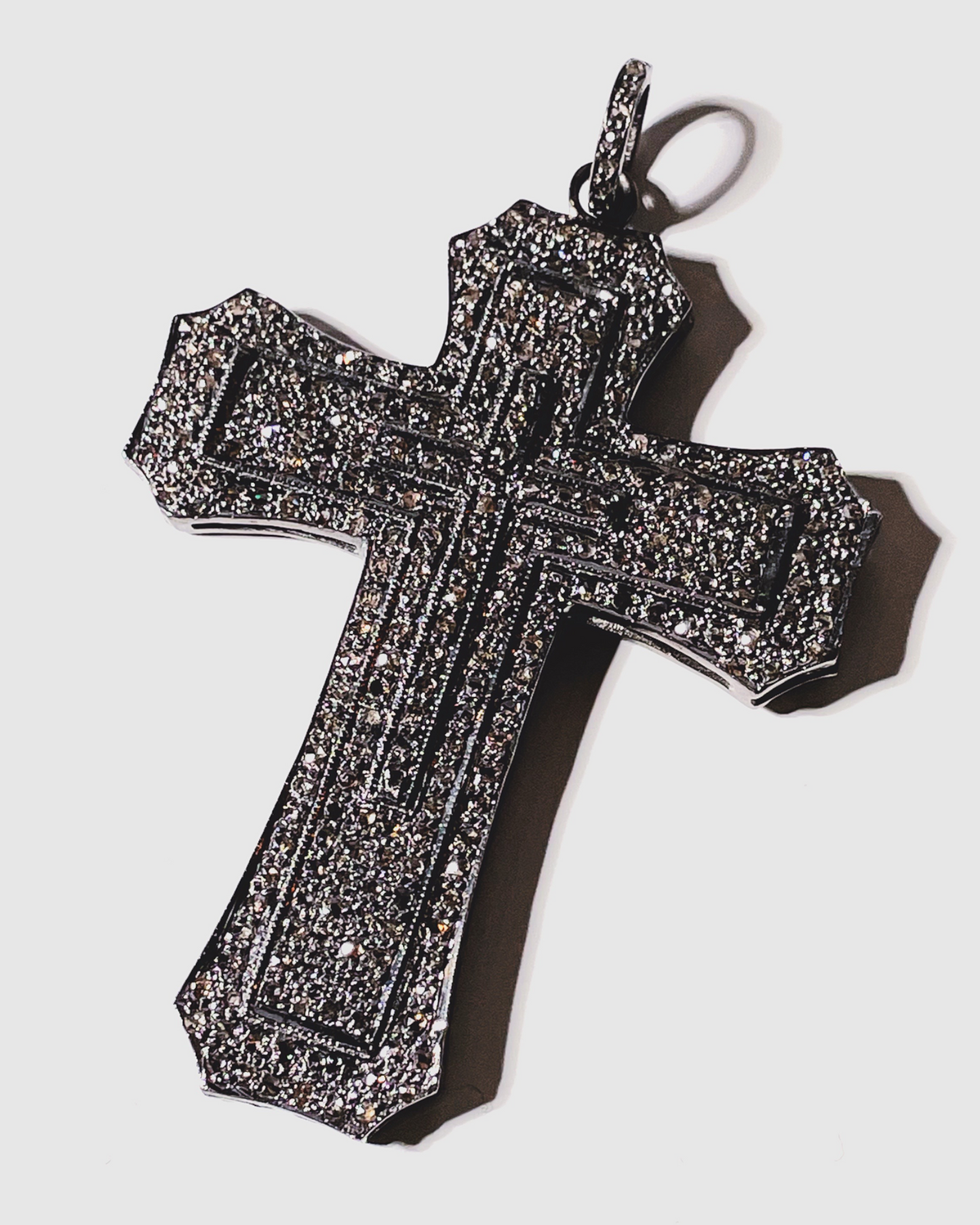 Large Black Pave Diamond Cross Pendant
