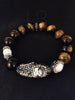 Tigers Eye Abalone and Fresh Water Baroque Pearl Bracelet