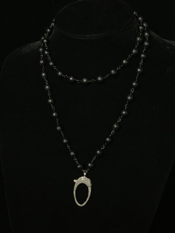 Matted Onyx Necklace with Black Diamond Clasp