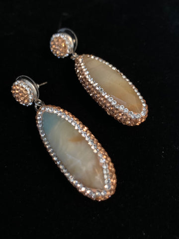 On Sale Crystal Long Mother of Pearl and Earrings