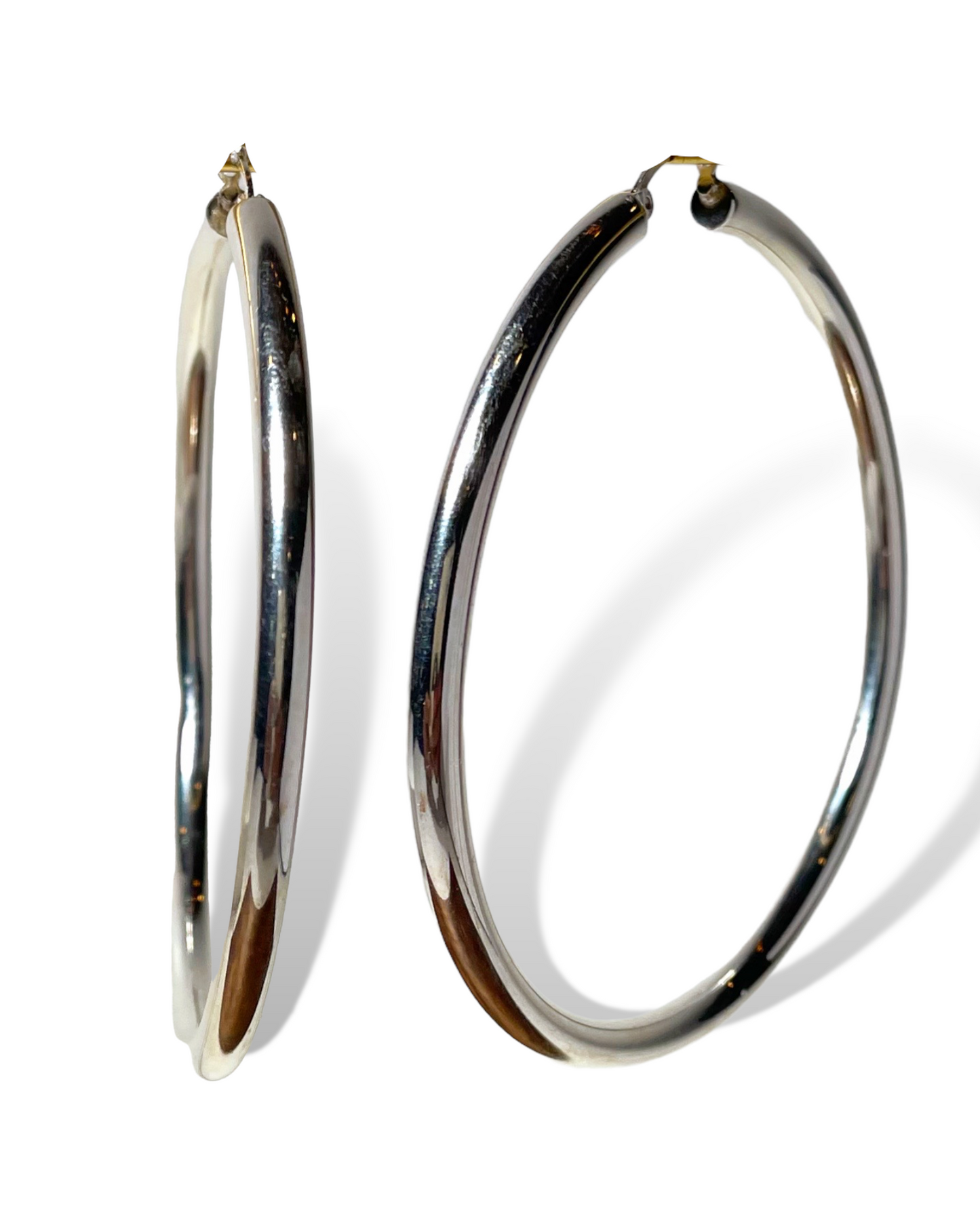 Round Hollow Hoops in Sterling Silver 925