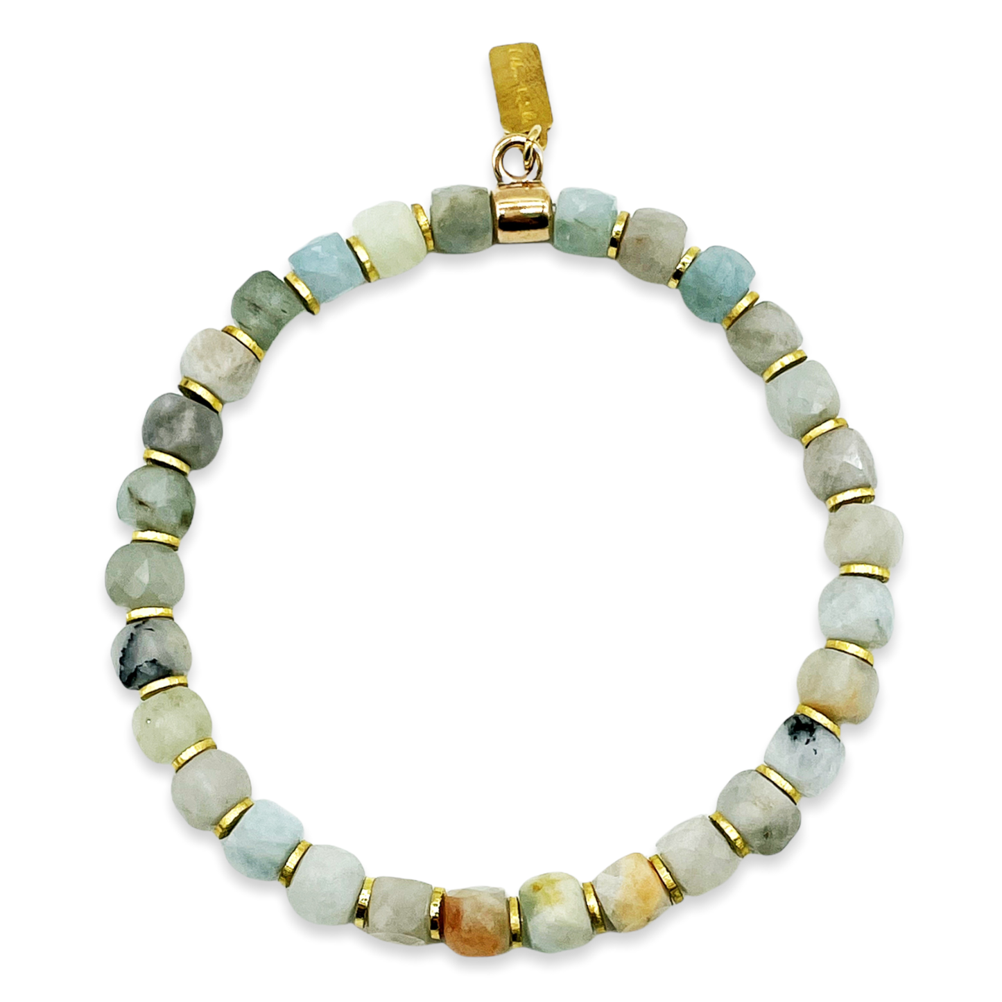 Squared Bead Natural Gemstone Bracelet 1
