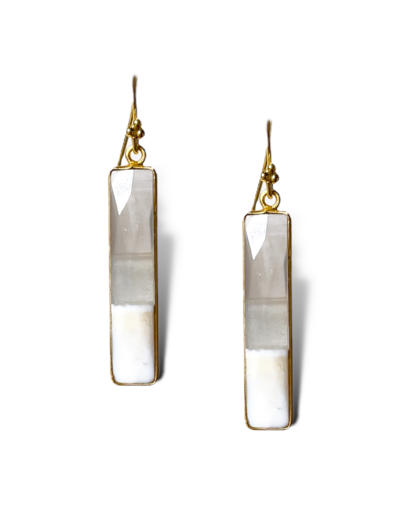 Rectangular Gemstone Drop Earrings