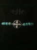Turquoise Bracelet and Hematite and Rhodium Cross