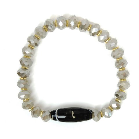 On Sale - Faceted Quartz Bracelet with Centerpiece Bead