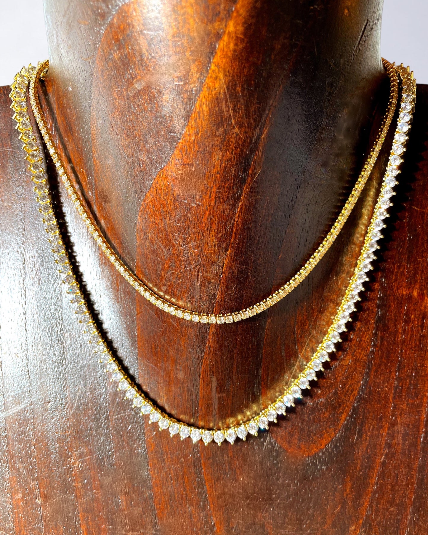 Sterling Silver Pear Shape Tennis Necklace in Gold-Fill