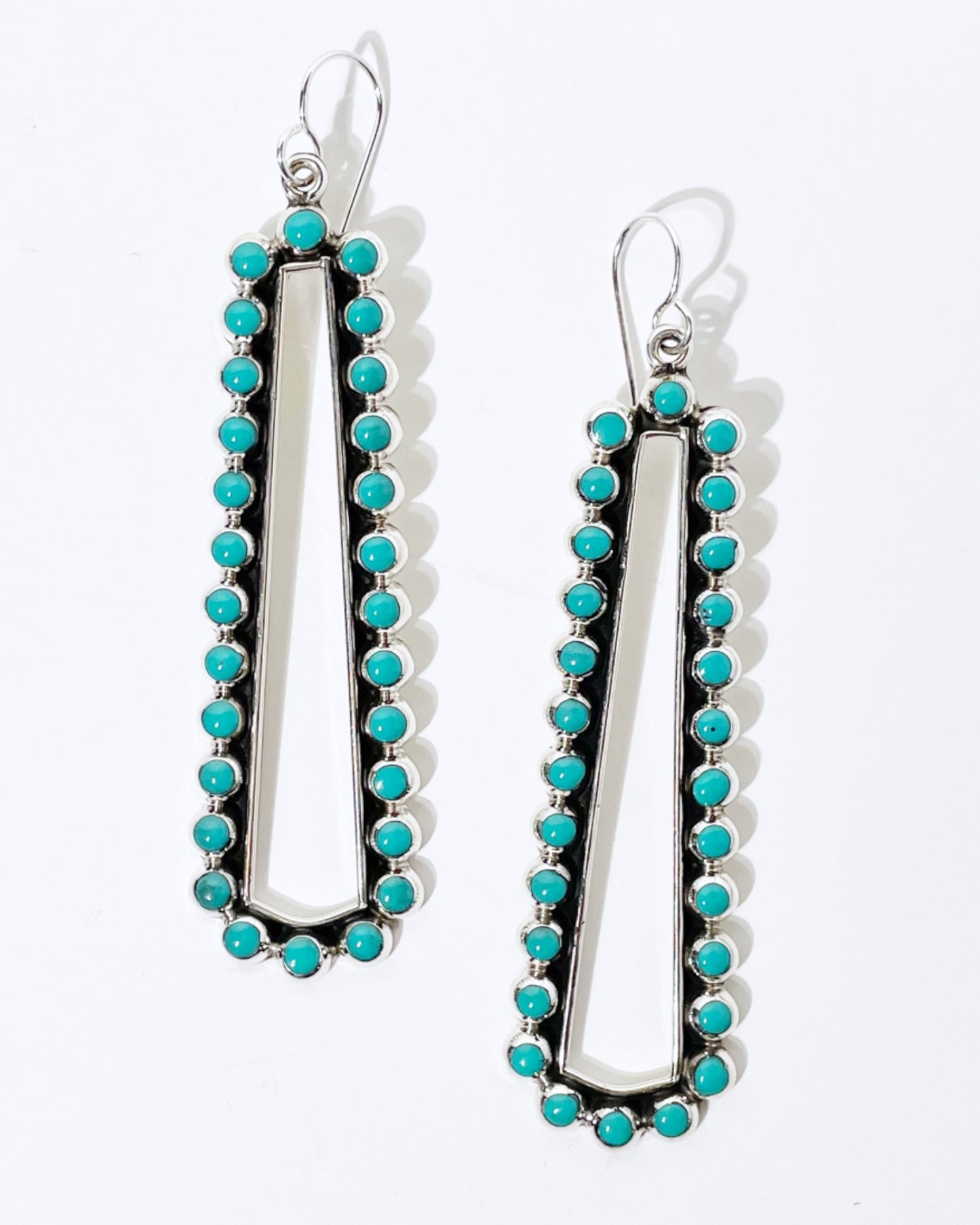 Sterling Turquoise Rectangular Earrings