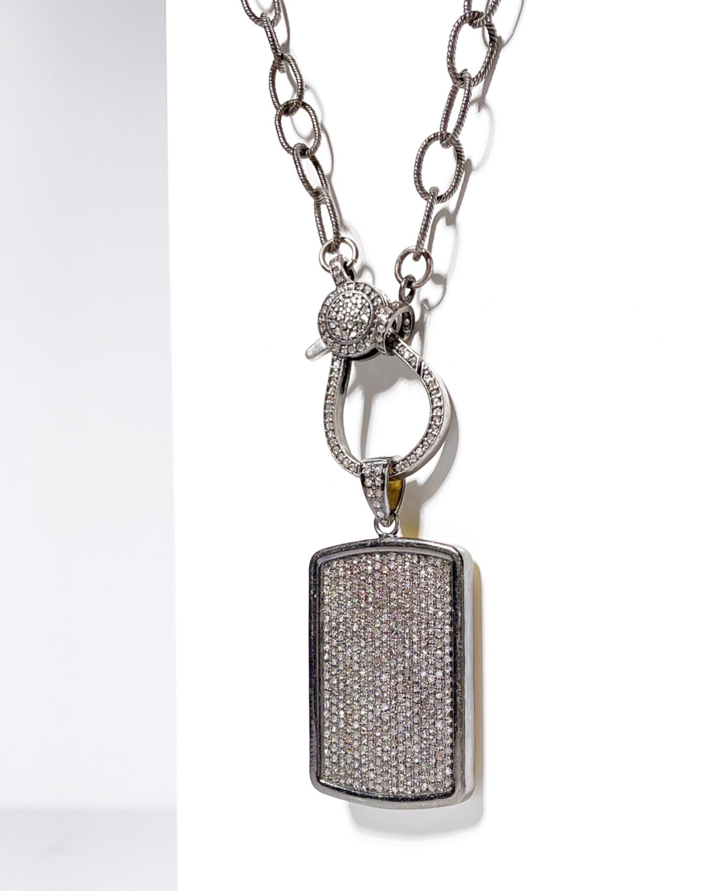 Pave Diamond Dog Tag Pendant