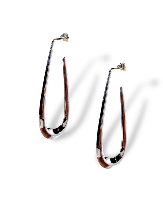 Sterling Silver Long Teardrop Hoops