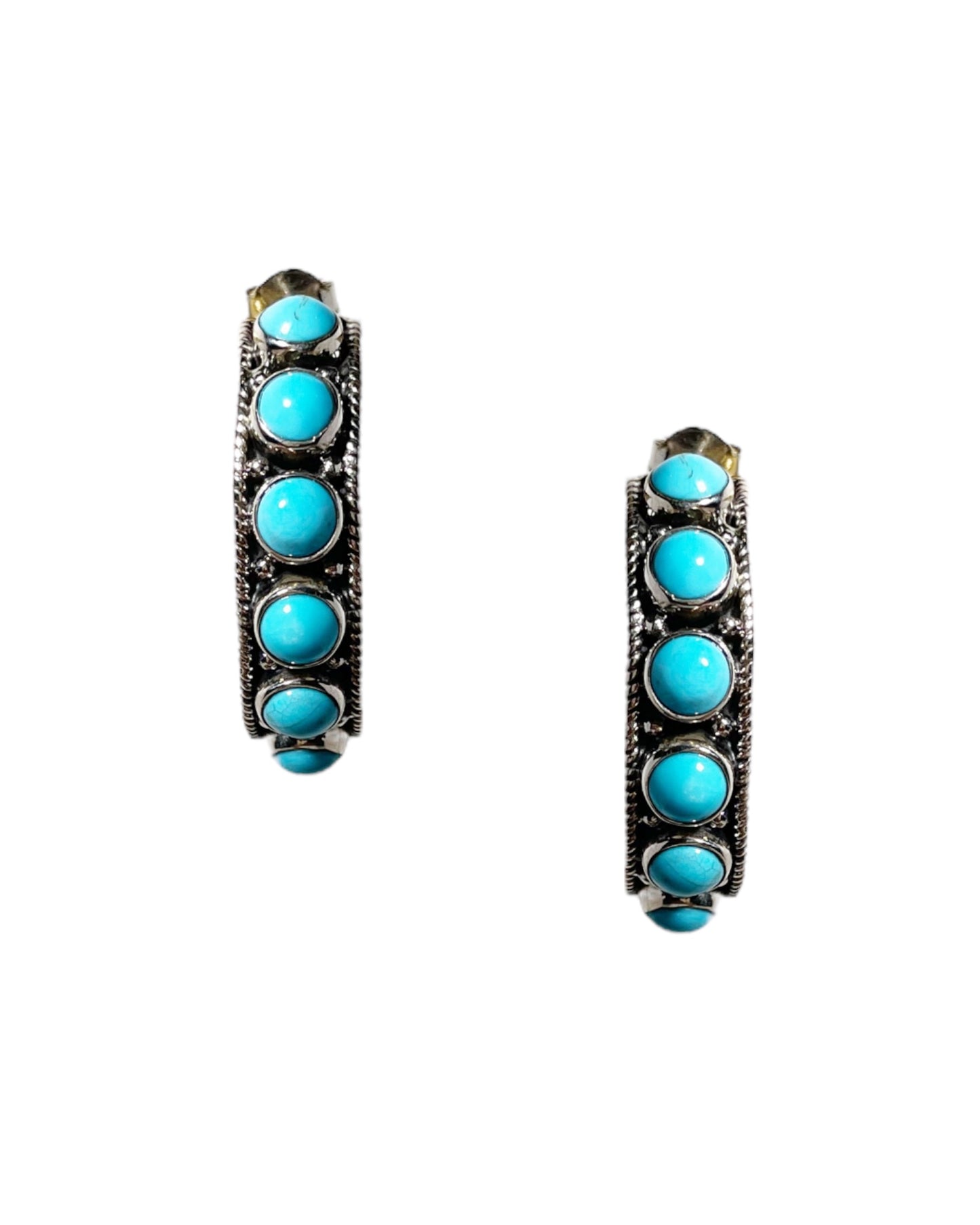 Sterling Silver Turquoise Hoops