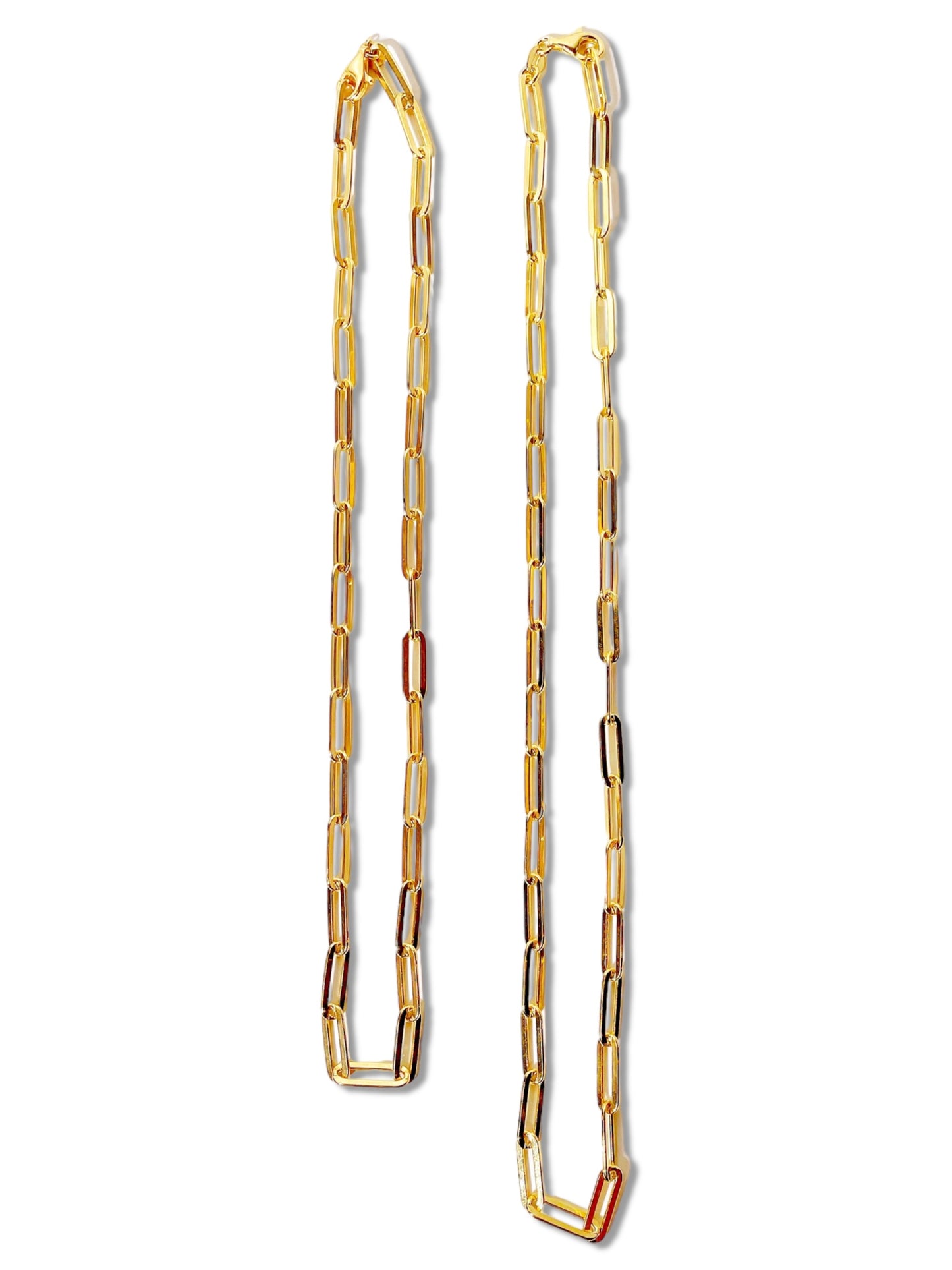 Sterling Silver Paperclip Chains in Gold