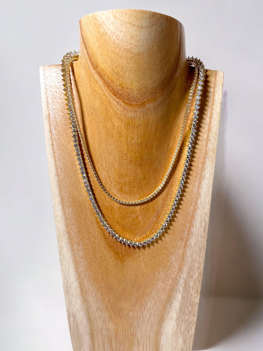 Sterling Silver Pear Shape Tennis Necklace in Gold-Fill