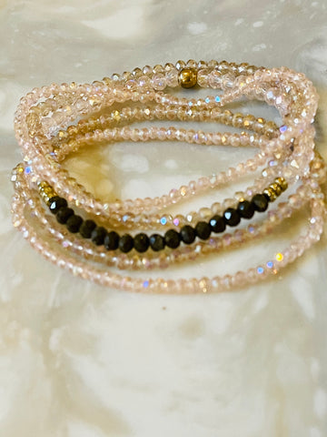 ON SALE-Tiny crystal bracelets - Stack of 5