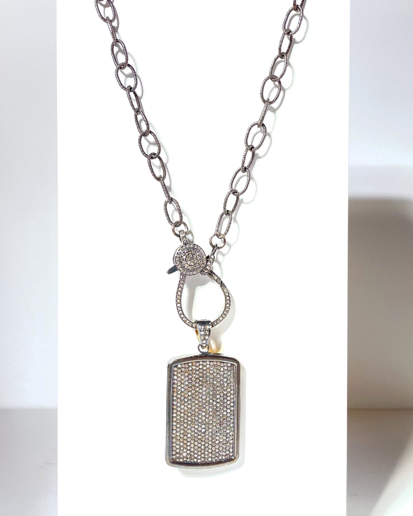 Pave Diamond Dog Tag Pendant