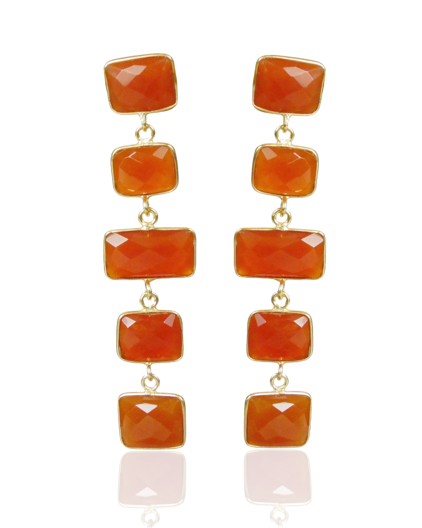 Squared Nude Gemstone Drop Earrings