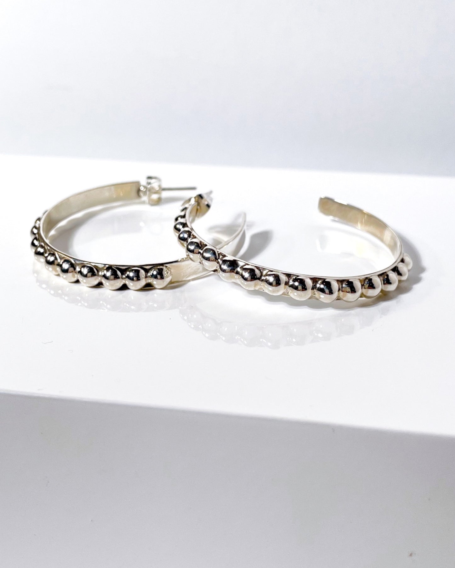Shiny Sterling Silver Ball Hoops