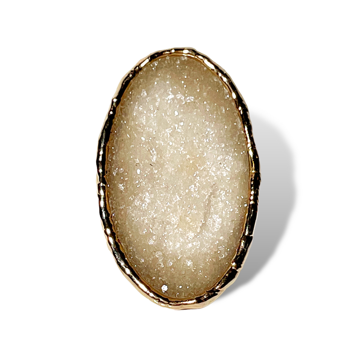 Oval Cream Druzy Ring