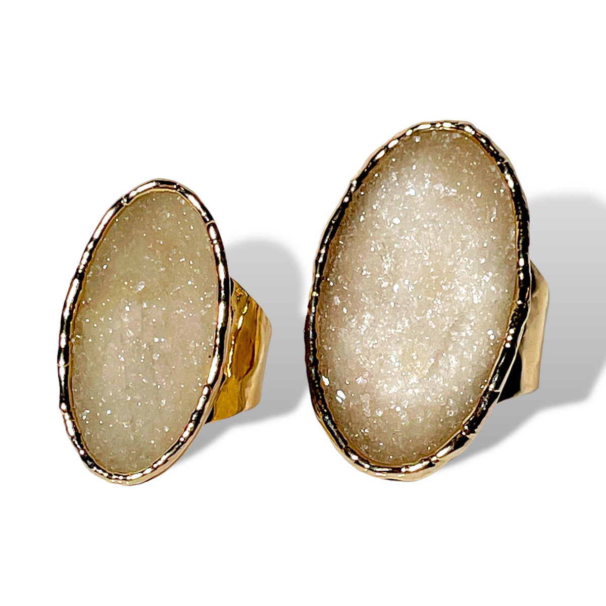 Oval Cream Druzy Ring