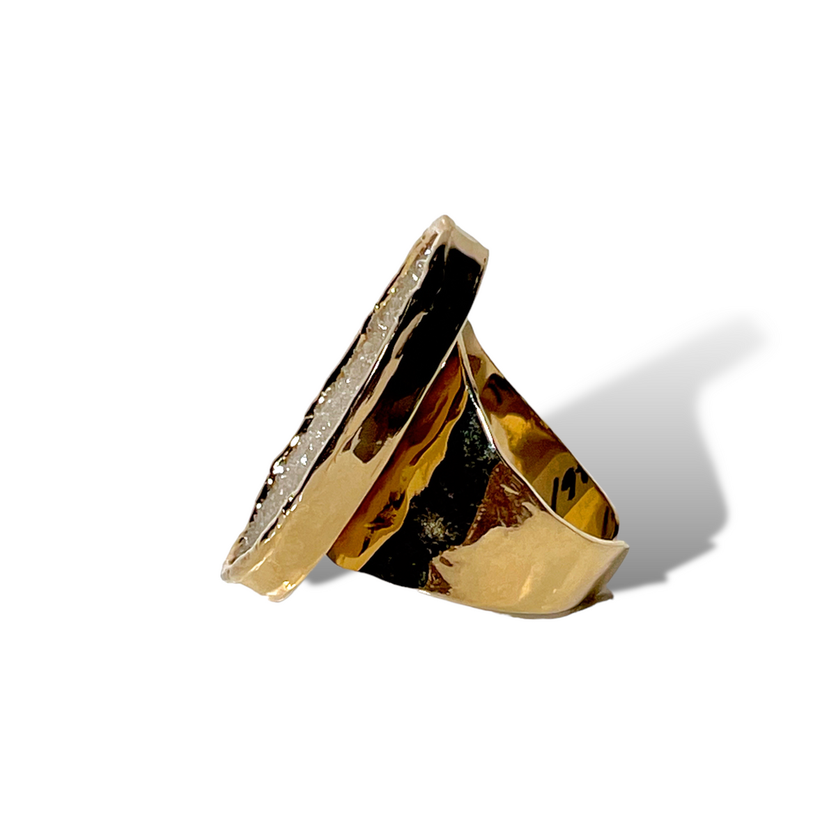 Oval Cream Druzy Ring