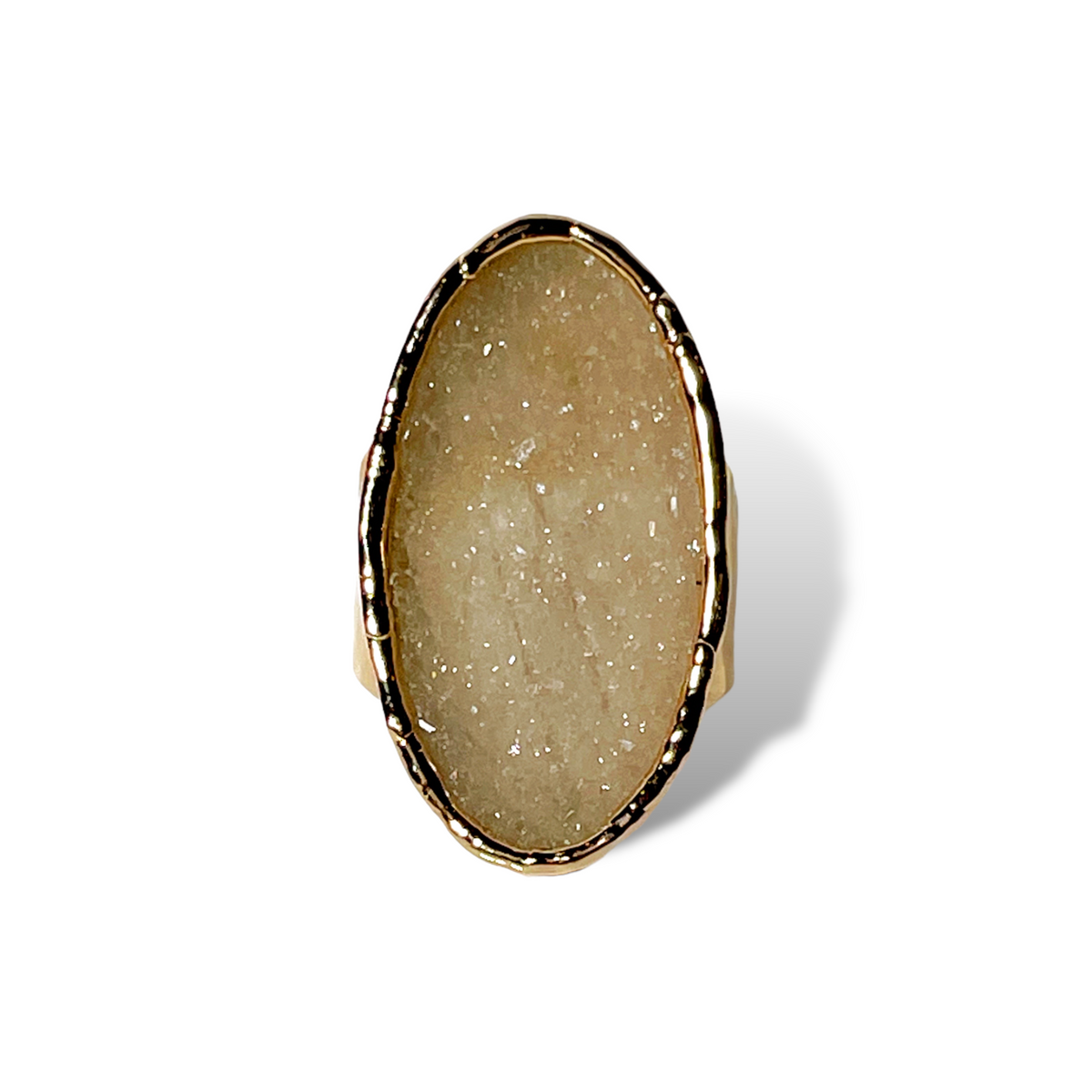 Oval Cream Druzy Ring