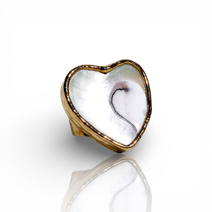 Heart-Shaped Mother of Pearl Ring