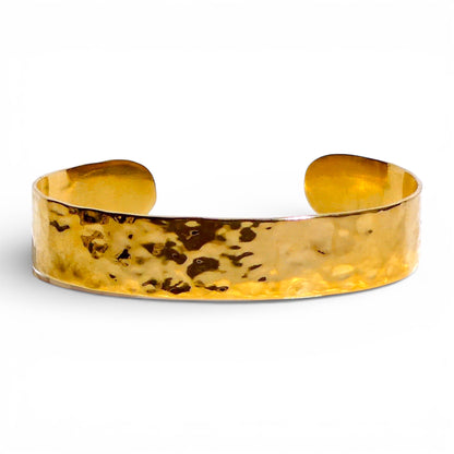 Hammered Gold Medium Width Cuff Bracelet