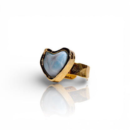 Natural Larimar Heart Ring