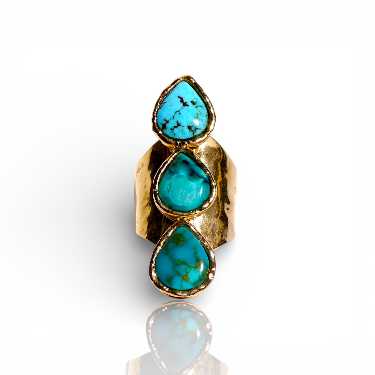 Natural Turquoise Triple Stone Statement Ring