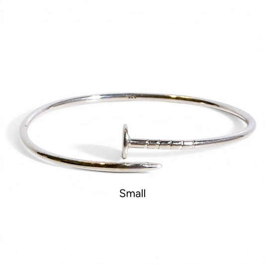 Nail Bangle Bracelet in Sterling Silver