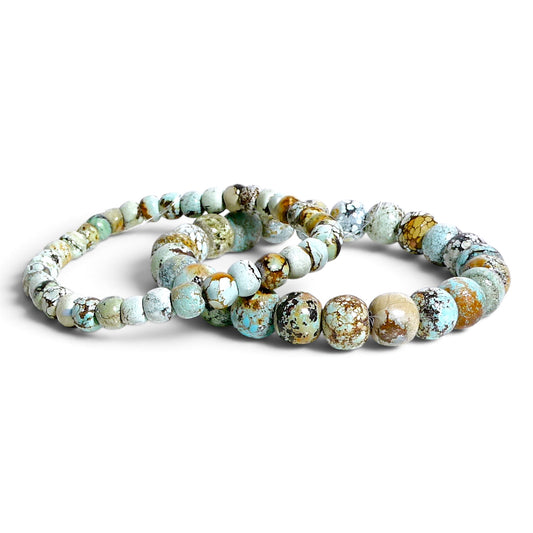 Natural Turquoise Beaded Stretch Bracelet