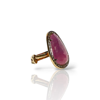 Natural Ruby and Pavé Diamond Ring