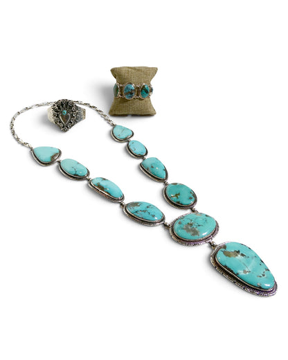 Natural Turquoise Sterling Silver Y-Drop Necklace