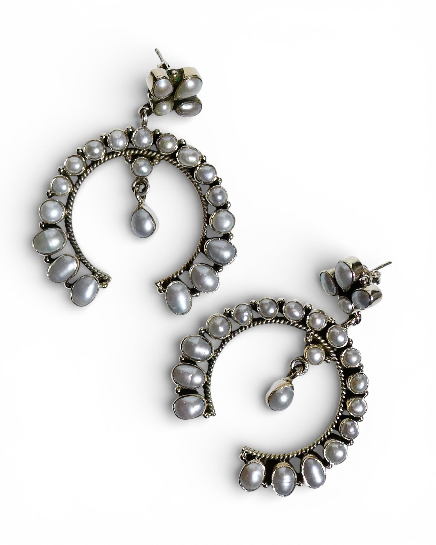 Freshwater Pearl Sterling Silver Open Hoop Earrings