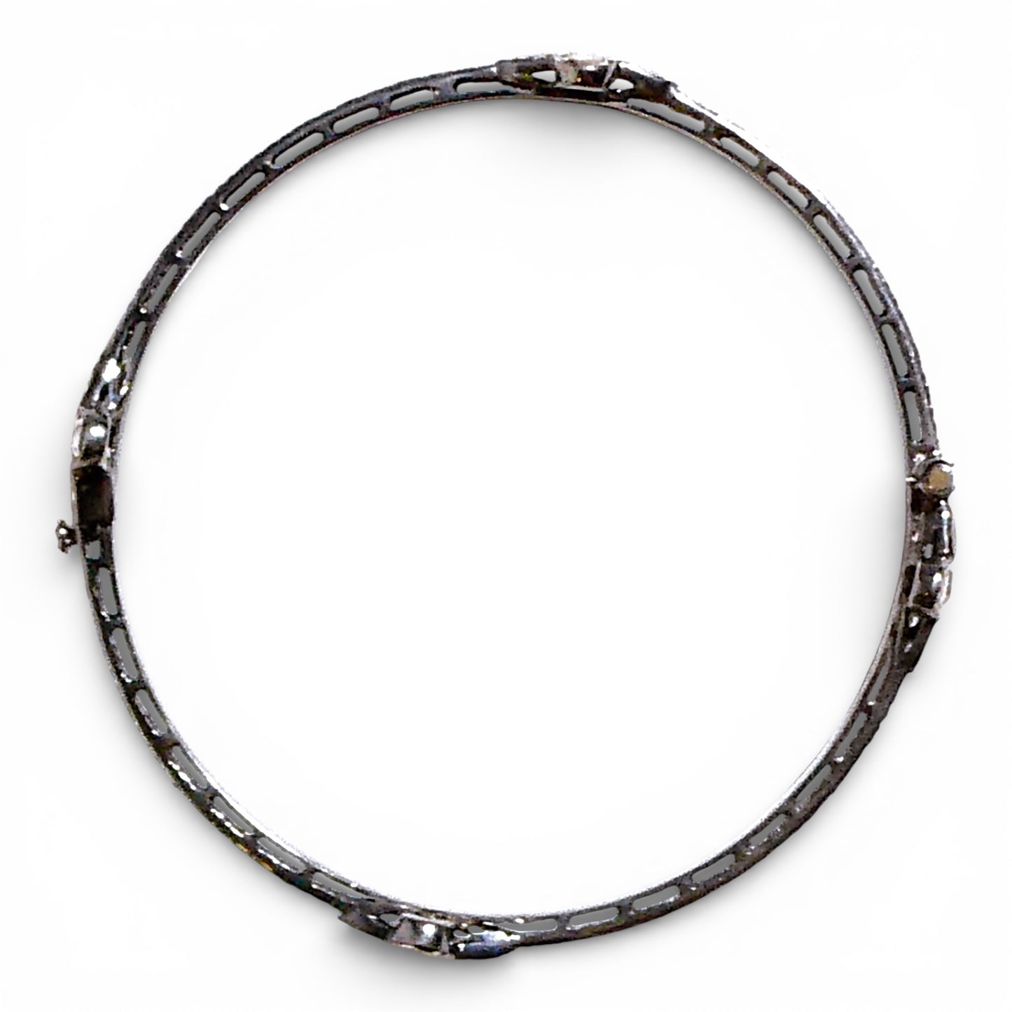 Sliced Diamond Cross Bangle with Pavé Black Diamonds