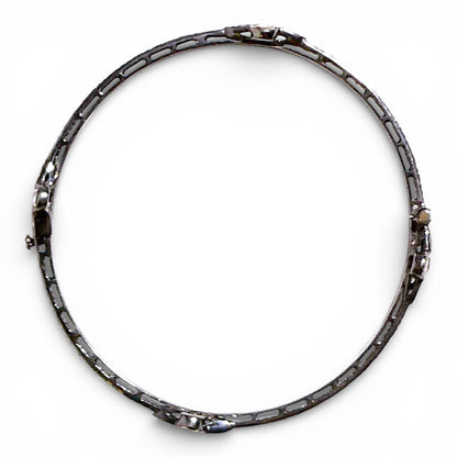 Sliced Diamond Cross Bangle with Pavé Black Diamonds