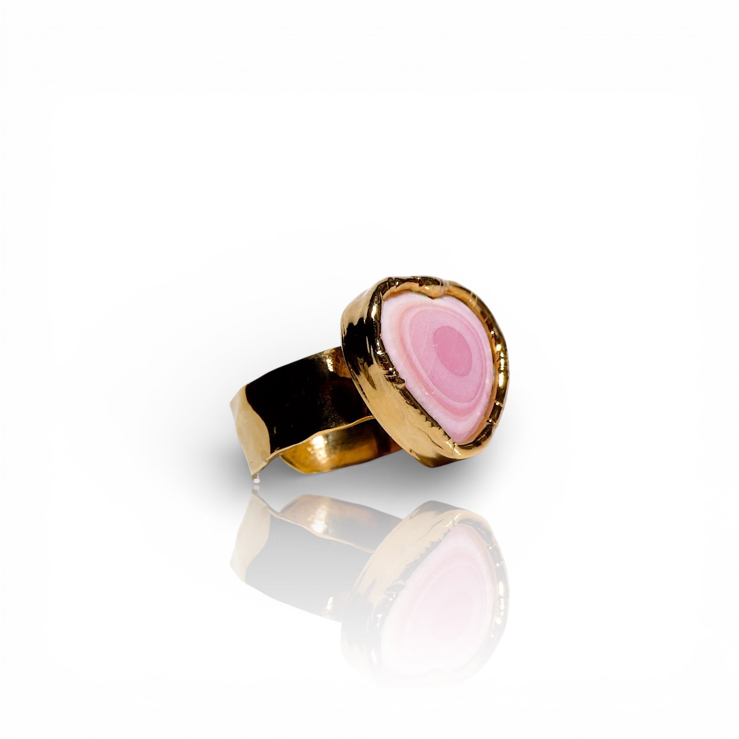 Pink Botswana Agate Heart Ring