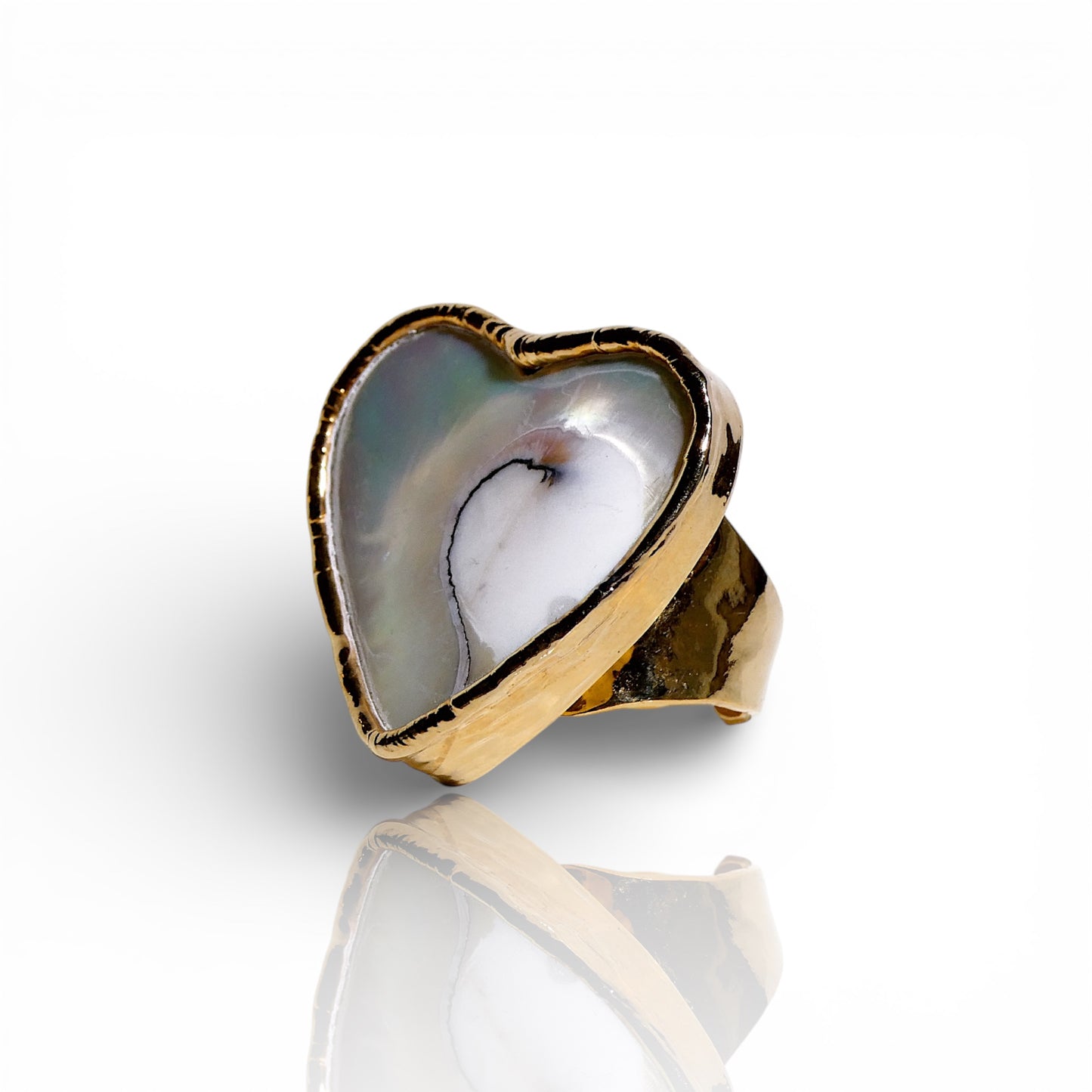 Heart-Shaped Mother of Pearl Ring