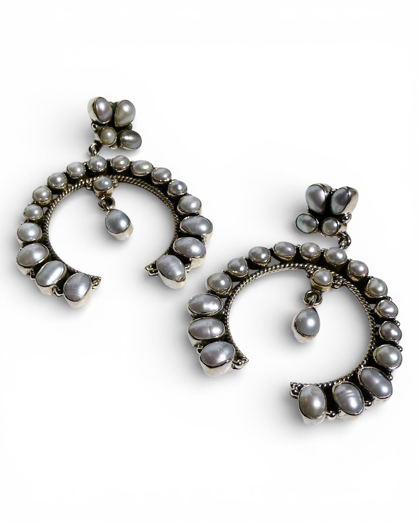 Freshwater Pearl Sterling Silver Open Hoop Earrings
