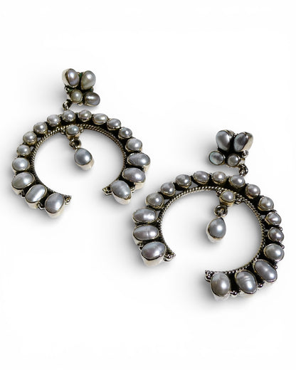 Freshwater Pearl Sterling Silver Open Hoop Earrings
