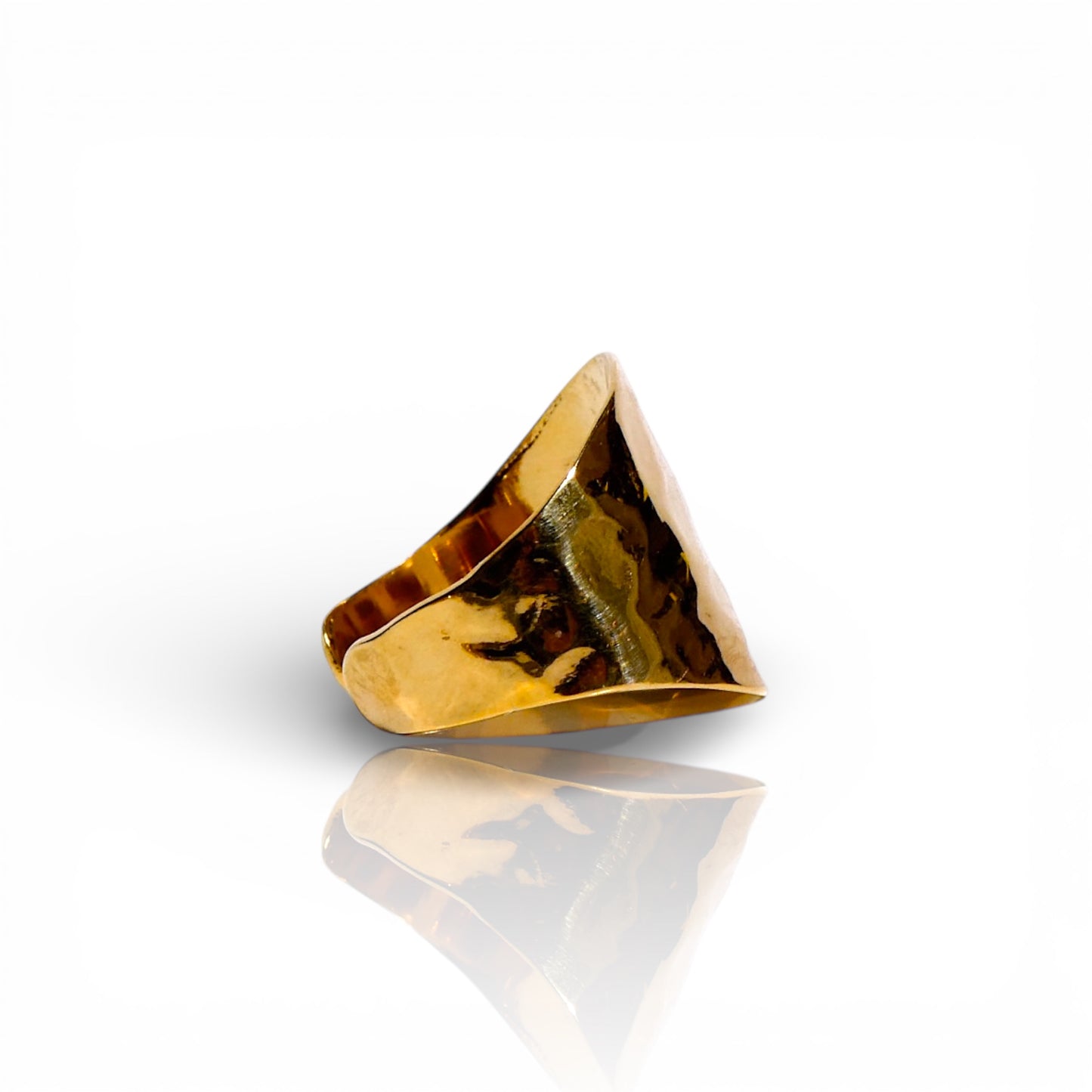 Hammered Gold Cigar Ring