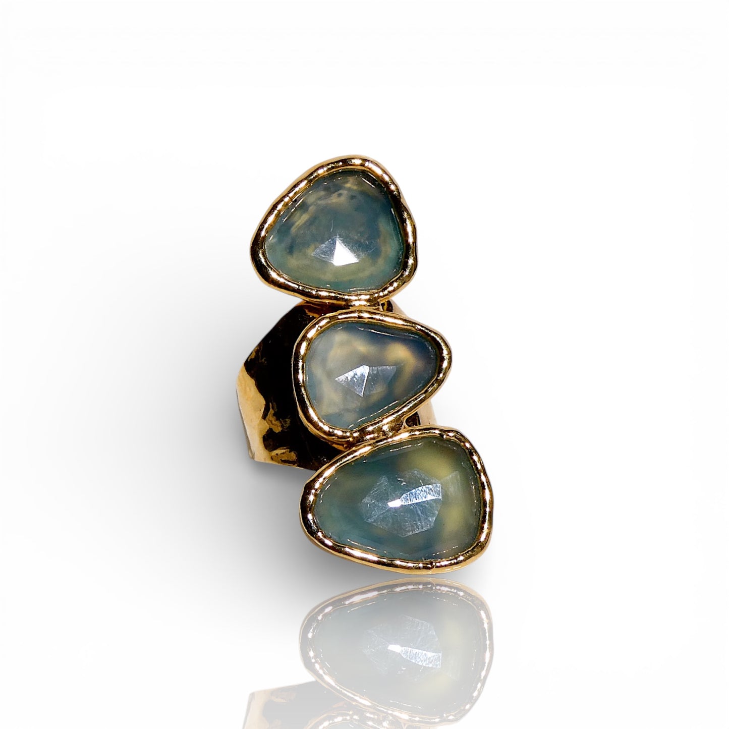 Stacked Blue Chalcedony Statement Ring
