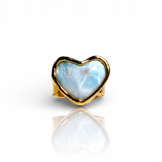 Natural Larimar Heart Ring
